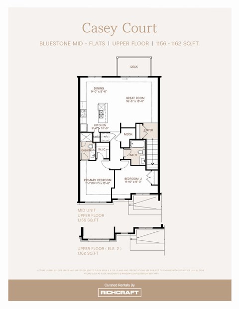 Floor plan for 2 beds, 2 baths, 1148 sqft